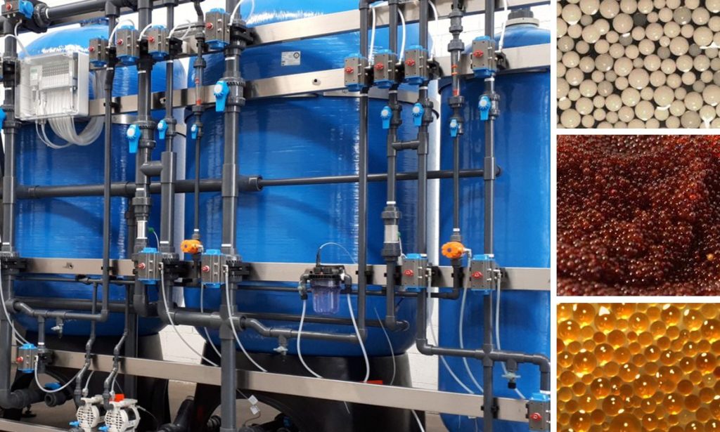 Impianto resine per trattamento alimentare e scambio ionico